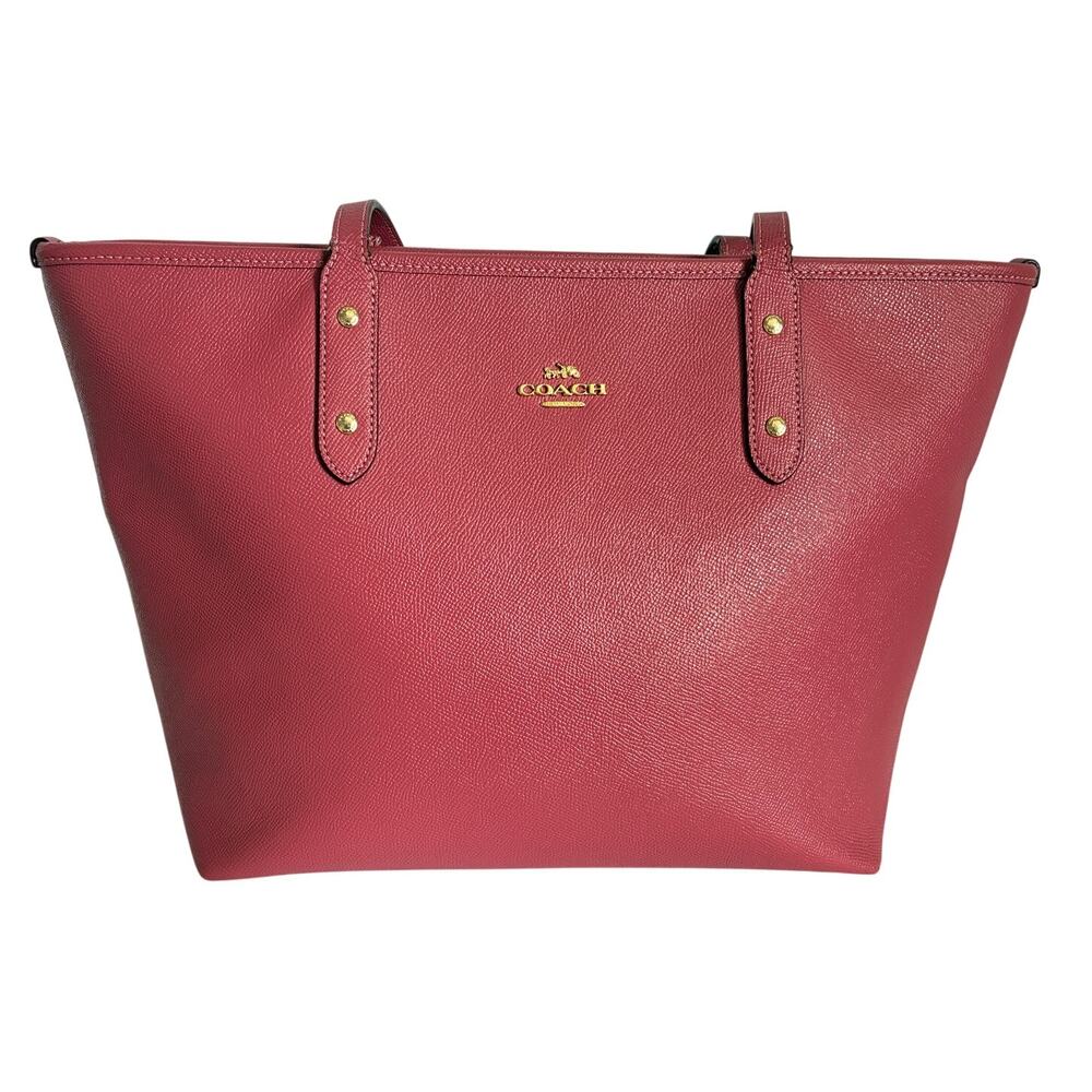 Coach Gallery Tote Crossgrain Leather Rose Pink Gold Hardware Handbag F58846